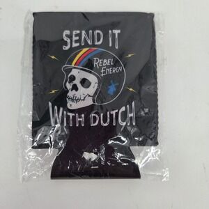 Dutch Bros Coffee Rebel Energy Send It With Dutch Skull Can Cooler Koozie Black